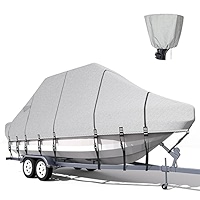 Trailerable T-Top Boat Cover Ture 1200D Solution Dyed Hard Top/T Top Boat Cover With 21 Windproof Straps, Motor Cover Fit 23'-25' Long Beam Width Up - View #5