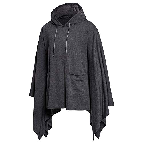 BaZhaHei Invierno Abrigo Casual Sudadera con Capucha Chaqueta de Lana Capa Jacket Parka Pullover Capa con Capucha suéter Costuras Moda Marea Capa de los Hombres de Gran tamaño Poncho con Capucha Cabo