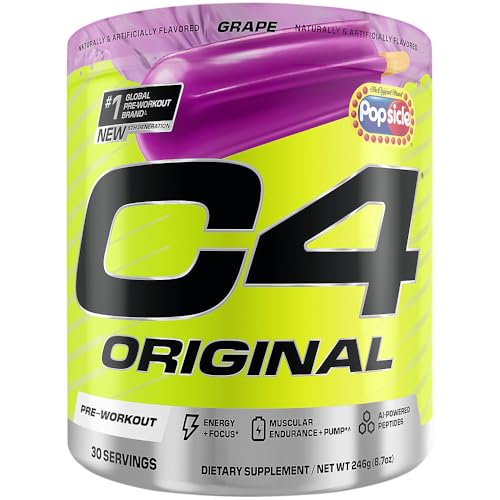 Image of C4 Original Pre Workout - Popsicle Grape - Pre-Workout for Endurance, Focus & Performance with 200mg Caffeine, Beta-Alanine, Creatine Nitrate, L-Arginine & PeptiPump - Sugar Free, 30 Servings