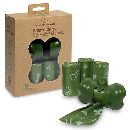 Image of Best Pet Supplies Dog Poop Bags, Rip-Resistant and Doggie Waste Bag Refills with d2w Controlled-Life Plastic Technology - Pack of 240, Green (Unscented)