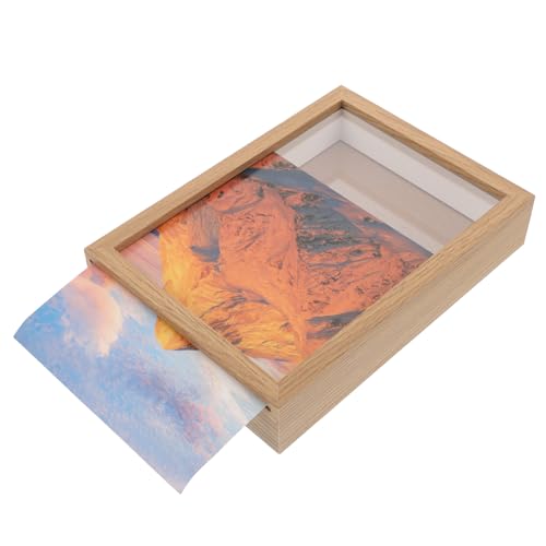 Portafotos de madera elegante y caja secreta de diseño natural