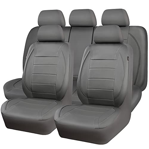 CAR PASS Piping Faux Leather Car Seat Cover Full Set,Grey Breathable Leather Seat Covers for Cars, Airbag Compatible,Universal Fit for SUVs,Van,Sedans,Small Trucks (Full Set, All Gray) by CAR PASS - Image 9