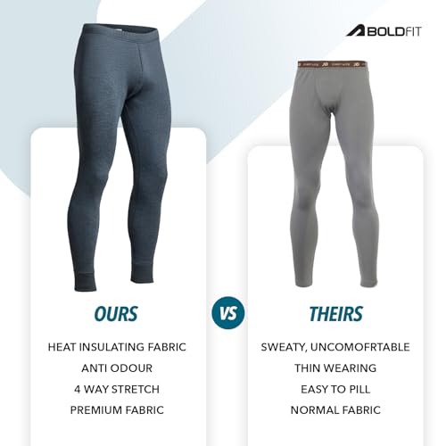 Boldfit Thermal Wear for Men Bottom Natural Insulation Winter Wear for Men Lower Regular Fit Thermal Inner Wear for Men Cotton-Viscose Body Thermal for Men Bottom Body Warmer Thermal Lower for Men