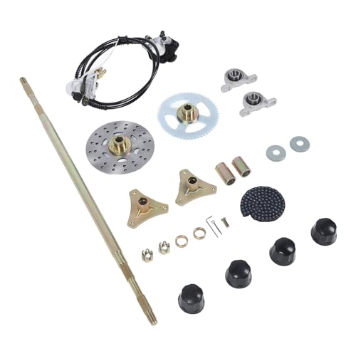 Aramox Eje Vivo Trasero Go Kart Kit de Montaje 29 Pulgadas con Piñón de Eje Cadena Pinza Disco Freno Bujes Rueda Repuesto para Quads