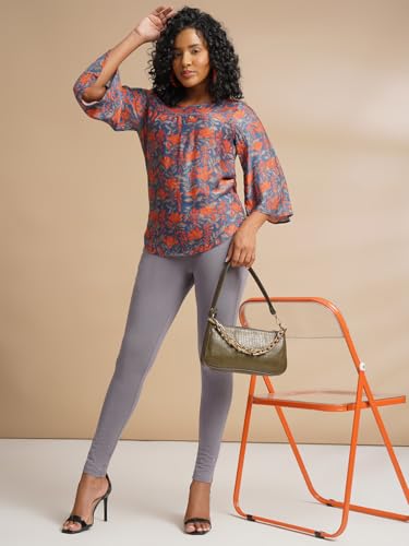 Image of ONE SKY Women Full Length Leggings | Cotton Modal Spandex Blend | High Waist Stretchable & Bio-Washed Fabric | Colour-Lock Technology | Comfortable Leggings for Women