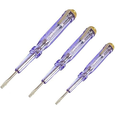 K-SPEED Mains Tester, 3PCS AC 100-500V Electric Tester Pen Electrical Circuit Tester Light Voltage Detector Screwdriver Electric Pen Cover