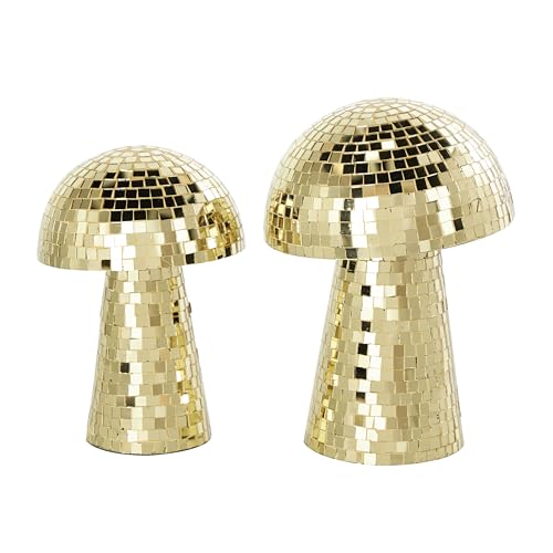 Esculturas Decorativas Set 2 Hongos de Vidrio Dorado