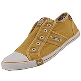 Reine Baumwolle MUSTANG Damen Canvas Sneaker Ockergelb, Schuhgröße:EUR 43