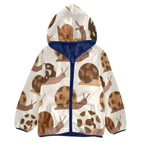 Snail Pattern with Brown Spots Toddler Fleece Jacket Girl Boys Hooded Fleece Jacket Coat Warm Outwear Zip-up 3-10T