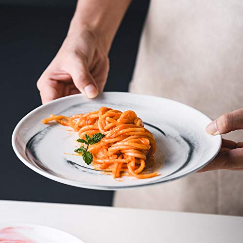 Yundu Grey Marbled 10 Inch Dinner Plates,Set Of 4,Microwave Safe,Plates Set #TOP4