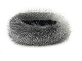 Hima 100% Real Fox Fur (Natural Light Silver) Headband Collar Neck Warmer Made in US