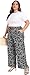 Lastshe Women's Plus Size Wide Leg Pants Summer Maternity Work Pants Comfortable Fit Casual Trousers Pants with Pockets,Black White Stars,3X