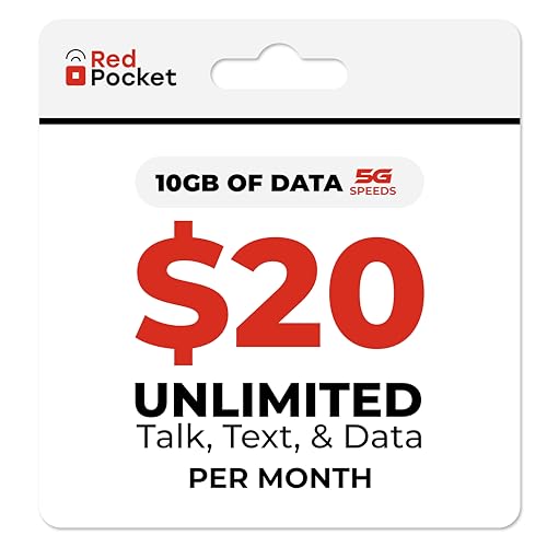 10GB High-Speed Data from RedPocket Mobile. Free SIM Card for AT&T-Compatible Phone. Unlimited Data, Talk, & Text