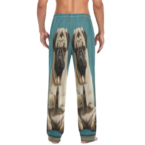 ALAZA Men's Funny Pug Dog Yoga Sleep Pajama Pant2