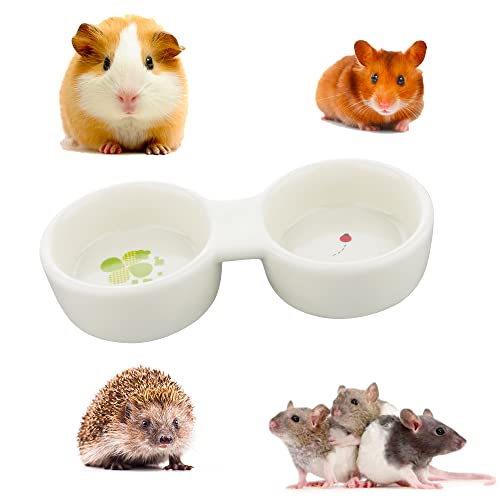 Hamster Ceramic Food Bowl, Double Grid Design Anti-Turning Food And Water Dish For Hamster Hedgehog Sugar Glider Chipmunk Gerbil Rodent #TOP2