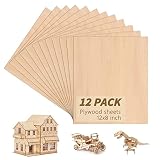 12 Pack Basswood Sheets for Crafts, SIJDIEE 12 x 8 x 1/8 Inch Unfinished Balsa Wood Sheets, 3mm Thic