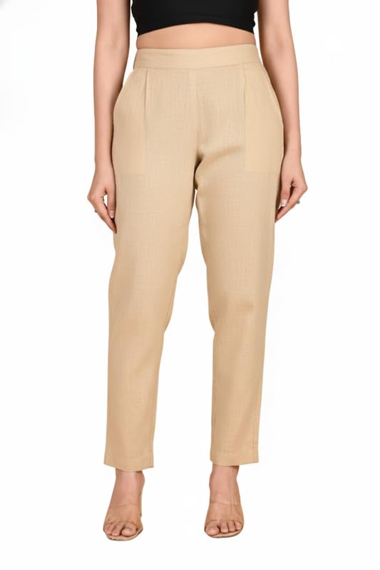 Moirai Cotton Women Trouser Pants Regular Fit Straight Casual Kurti Pants Daily Formal Office Use-picture-14