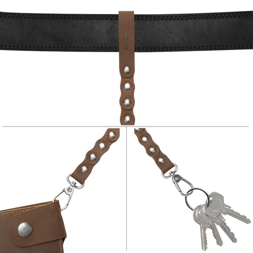 Hide & Ride, Trouser Chains for Bikers, Wallet Chain, Jeans Pocket Chain, Belt Accessory, Full Grain Leather, Handmade, Bourbon Brown3