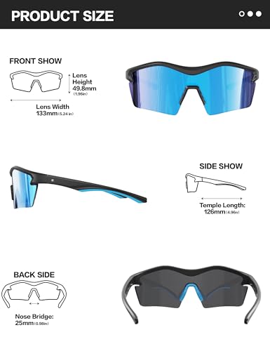 Image of BIRCEN Mens Polarized Sunglasses for Sports: TR90 Lightweight Sun Glasses Wrap Around Shades for Fishing Driving Cycling