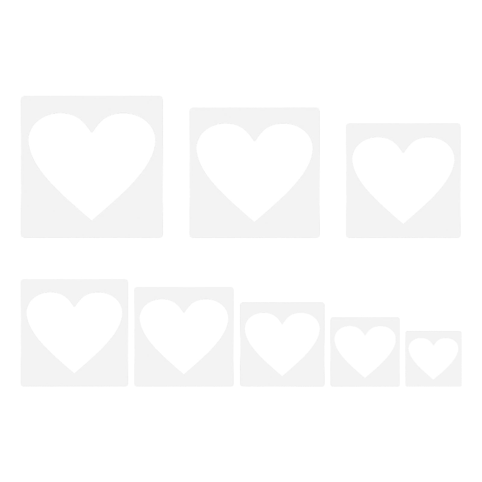 8 Piece Large Heart Stencils for Crafts, Reusable Different Sizes Shape Stencil Spraying on Wall, 5 Point Plastic Heart Templates for Fabric Walls Arts Paper Home Decoration