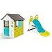 Smoby – Pretty Haus - Spielhaus für Kinder für drinnen und draußen, erweiterbar durch Zubehör & KS Rutsche – kompakte Kinderrutsche mit Wasseranschluss, 1,5 Meter lang, mit Rutschauslauf, Verstrebung