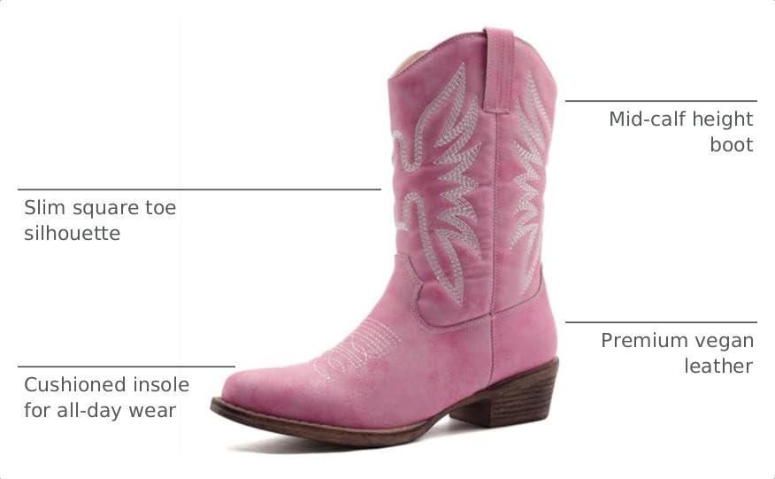 Image of GLOBALWIN Cowboy Boots for Women, Mid-Calf Western Style