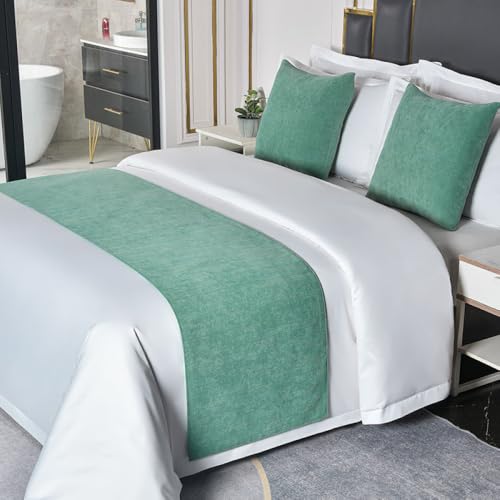 Camino de cama y bufanda de felpilla de lujo, toalla de ropa de cama de hotel de alta gama, elegante decoración de colcha para el hogar y el hotel, protección de pies, color blanco, 50 x 260 cm