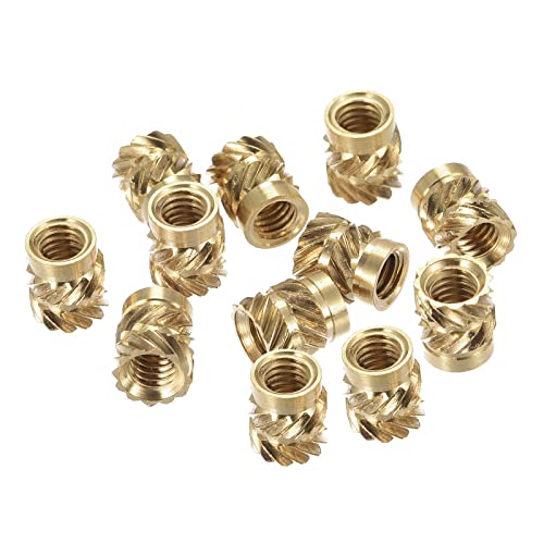 uxcell Knurled Insert Nut M4 x 7mm L x 6mm OD Female Thread Brass Embedding Nut 30 Pcs