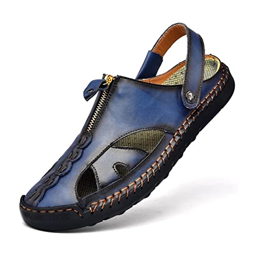 Men's Sandals Breathable Beach Shoes Leisure Flats Men Casual Shoe Slip on Retro Sandals(47)