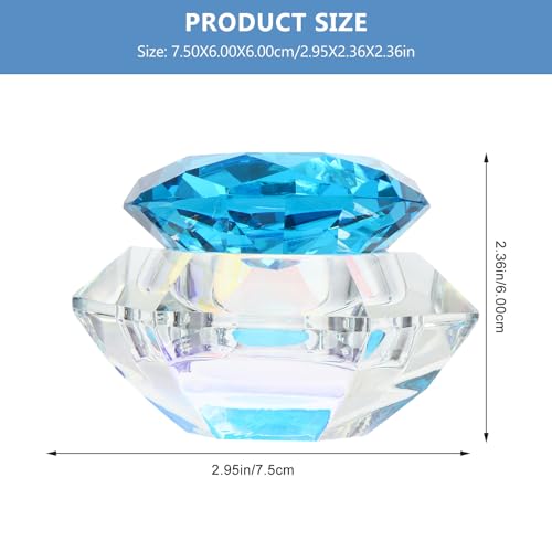 Vaso de cristal octagonal para manicura con tapa azul miniatura 2