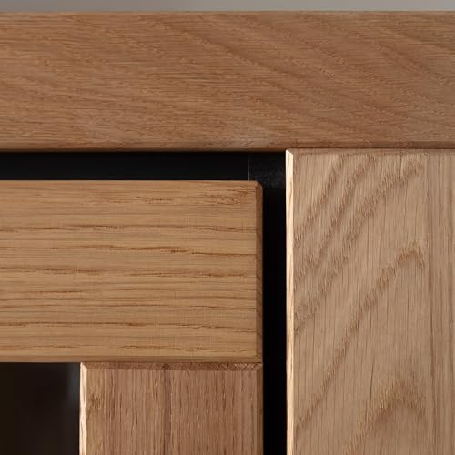 Lomadox Wohnmöbel Set Wohnwand Eiche teilmassiv 4-teilig, Fronten Massivholz/Echtholz – Bild 4