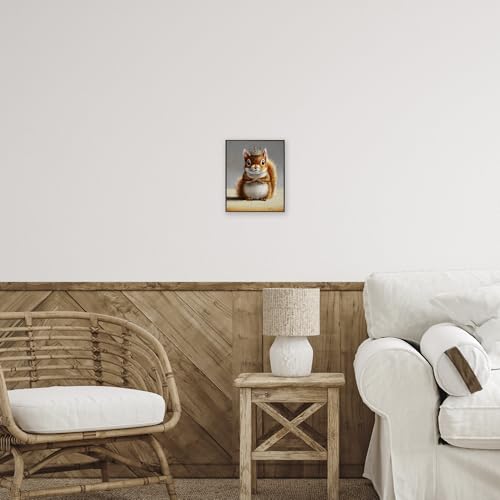 Art giclée encadrée écureuil noir Stupell déco poétique