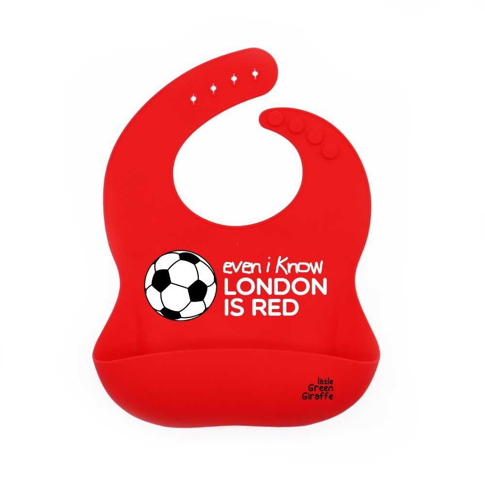Little Green Giraffe 'Even I know London is Red' Arsenal Football Baby Weaning Bib