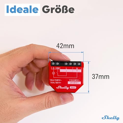 Shelly 1PM Gen3 | WLAN Smart Relais-Schalter mit Strommessung - 16A | Lichtsteuerung | Alexa & Google Home | iOS- Android-App | Hausautomation | Kein Hub erforderlich (2 Stück)