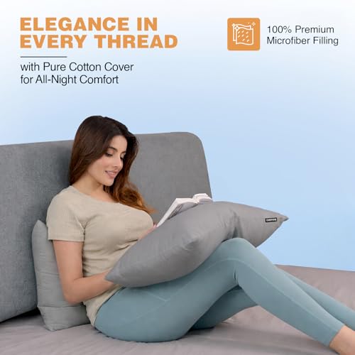 Image of CareFoam Height Adjustable Microfiber Sleeping Pillows - Set of 2 | 16 inch x 24 inch| Soft, Supportive & Washable | Ideal for Back, Side & Stomach Sleepers | White