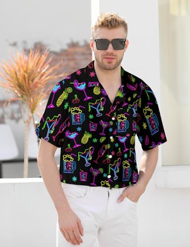 Hawaiian Shirt for Men Casual Button Down Shirt Short Sleeve Aloha Beach Shirt Party Shirt2