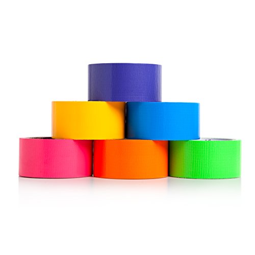 Craftzilla Rainbow Colored Duct Tape — 6 Bright Duct Tape Colors — 10 Yards X 2 Inch — Waterproof Duct Tape — Colored Duct Tape Multipack For Arts — Heavy Duty Duct Tape — Color Duct Tape Rolls #TOP6