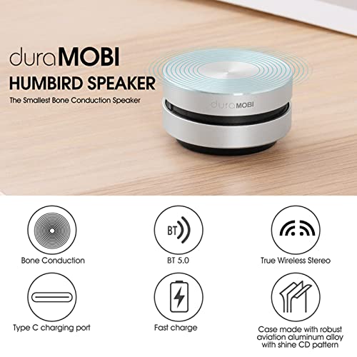 Image of Bone Conduction Speakers, Wireless Speakers 1 Pack Humbird Speaker Wirelessly BT Speaker Mini Portable Loud Stereo Sound Built-in Mic Sound Box(Silver-1pcs)
