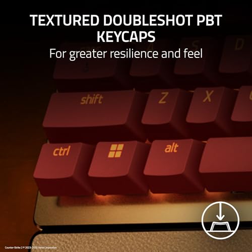 Huntsman V3 Pro TKL Esports Gaming Keyboard: interruttori ottici analogici Snap Tap - Trigger rapido - Azionamento regolabile - Tasti multimediali e quadrante - PBT Keycaps - Counter-Strike 2 - Tastiera gaming - Immagine 5