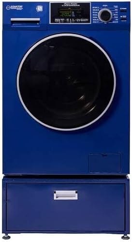 Equator All-In-One VENTEDVENTLESS Washer-Dryer 1.9cf18lb 1400RPM 110V + Pedestal (Midnight Blue + PDL 4455 Midnight Blue)