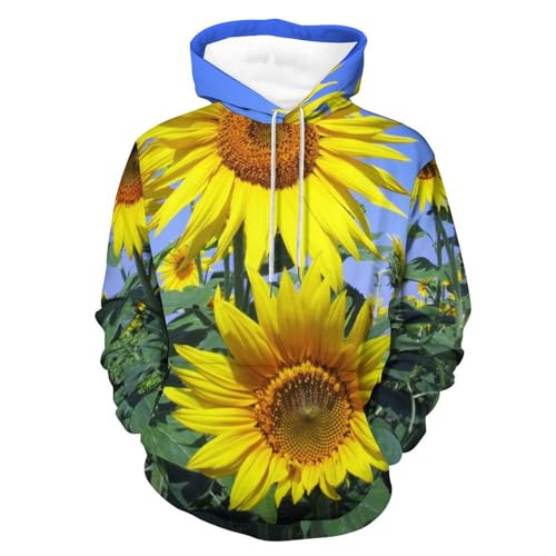 Sweat à capuche jaune tournesol UMENG pull unisexe en coton taille S