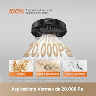 DREAME D20 Air Plus Robot Aspirapolvere Lavapavimenti con 20.000 Pa, Tecnologia Anti-groviglio, Stazione di Svuotamento Automatico, Pulizia di Tappeti/Moquette e Navigazione Intelligente, Nero