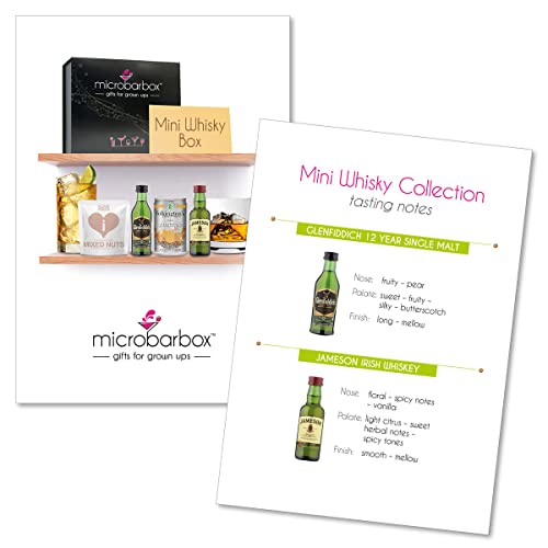 MicroBarBox Whisky Gift Set in a Classic Magnet Gift Box | featuring: Glenfiddich & Jameson Whiskey | | Birthday gifts for men, Gift for Men | 250ml Volume