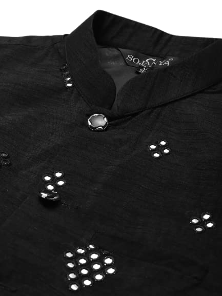 Image of SOJANYA (Since 1958, Men's Silk Blend Grey Kurta Pyjama & Silk Blend Jacket Combo