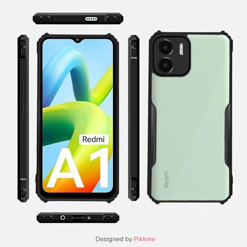 Image of Outlouders Back Cover for Redmi A1 / A2 | Ultra Hybrid Transparent | Full Camera Protection | Raised Edge | Crystal Clear Bumper Case(Black)