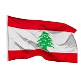 PHENO FLAGS Libanon Flagge 90x150cm - wetterbeständige Fahne mit Messingösen, 100% Polyester, robuste Doppelnaht & in lebendigen Farben - ideal für Flaggen-Liebhaber
