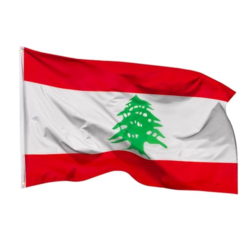PHENO FLAGS Libanon Flagge 90x150cm - wetterbeständige Fahne mit Messingösen, 100% Polyester, robuste Doppelnaht & in lebendigen Farben - ideal für Flaggen-Liebhaber