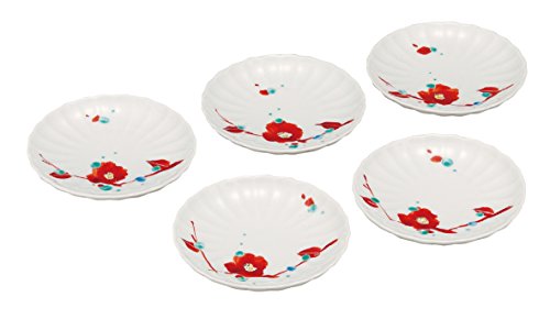 マルヨネ 九谷焼 4号皿揃 椿 5客セット K4-78