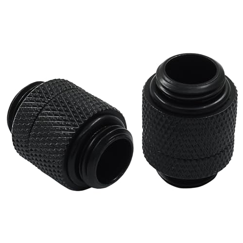 Unlorspy 2Pcs G1/4\" Male to Male Extender Fitting with O-Ring for Computer Water Cooling System (Black)