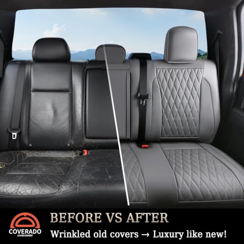 Image of Coverado Leather Rear Seat Covers Fit for Ford F150 F250 F350 F450, Waterproof Ford Truck Rear Seat Covers Fit for 2015-2026 F150 & 2017-2026 F250 F350 F450 (Gray)